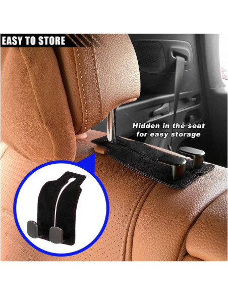 Ganchos Dobles para Reposacabezas de Coche KITUREK - Negro, 2 Piezas Ganchos Dobles para Reposacabezas de Coche KITUREK - Negro, 2 Piezas