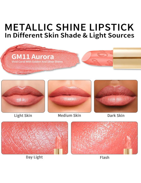 Labial Mate Oulac GM11 Aurora - Acabado Metálico Brillante 32g Labial Mate Oulac GM11 Aurora - Acabado Metálico Brillante 32g