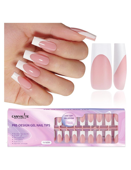 Uñas Postizas Punta Francesa Canvalite 300 Pcs Rosa y Blanco Uñas Postizas Punta Francesa Canvalite 300 Pcs Rosa y Blanco