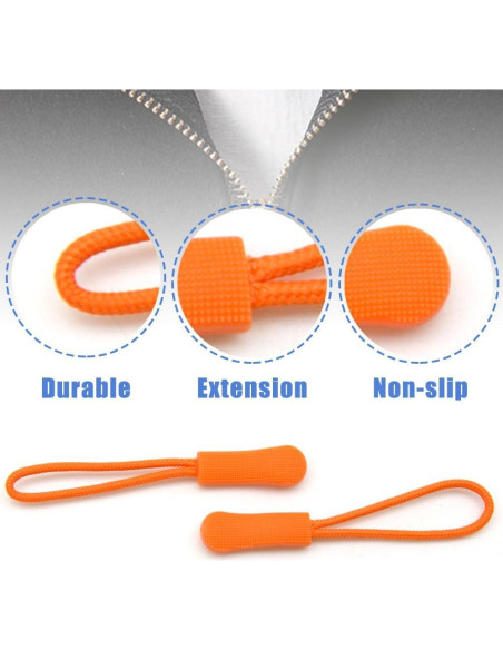 Tiradores de Cremallera Ruidee 50 Piezas Naranja PVC Nylon Tiradores de Cremallera Ruidee 50 Piezas Naranja PVC Nylon