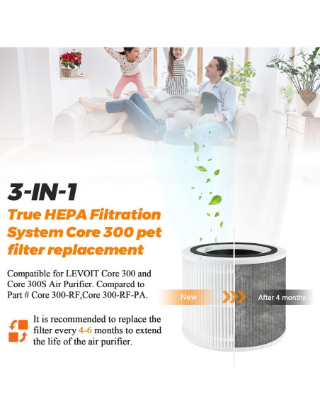 Paquete de 2 Filtros HEPA H13 Blutoget para Purificador LEVOIT Core 300 Paquete de 2 Filtros HEPA H13 Blutoget para Purificador LEVOIT Core 300