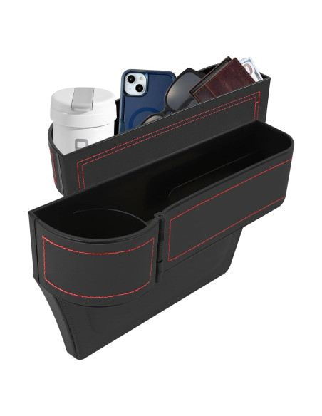 Organizador de Asiento de Coche Hbxdeco de Cuero Negro Organizador de Asiento de Coche Hbxdeco de Cuero Negro