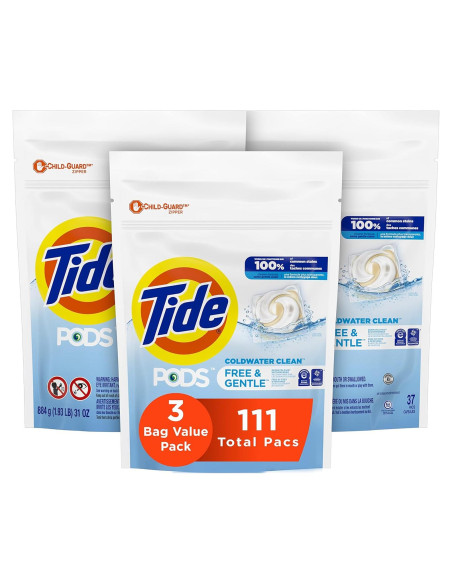 Tide PODS Libre y Suave - Cápsulas de Jabón Hipoalergénicas 111 Unidades Tide PODS Libre y Suave - Cápsulas de Jabón Hipoalergénicas 111 Unidades