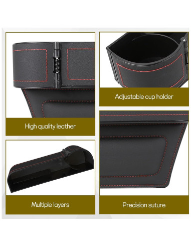 Organizador de Asiento de Coche Hbxdeco de Cuero Negro