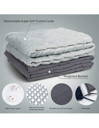 Manta con peso Giantex 6.8 kg 122x183 cm algodón gris