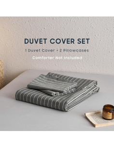 Juego de Funda Nórdica Individual Despertar En Nube Algodón Gris 3 Piezas 2