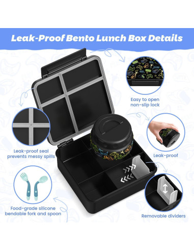 Caja Bento con Termo LOHASOK 1600 ml a Prueba de Fugas