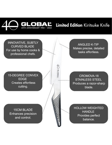 Cuchillo Kiritsuke Global 6" Acero Inoxidable Hecho en Japón
