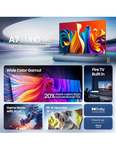 Televisor Hisense 55" A7 4K UHD Smart Fire TV 2025