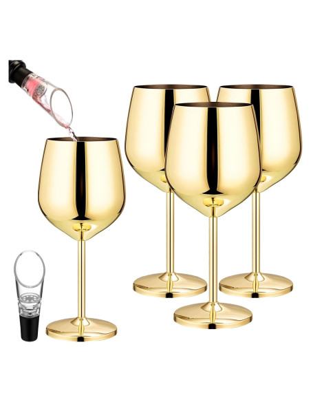 Juego de Copas de Vino Patelai 4 Pcs Acero Inoxidable 18 oz Juego de Copas de Vino Patelai 4 Pcs Acero Inoxidable 18 oz