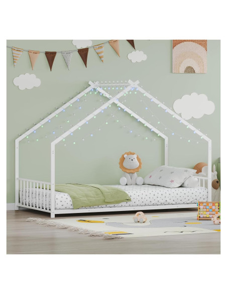 Cama Montessori Twin Luxepurilyn Blanca con Luces LED Cama Montessori Twin Luxepurilyn Blanca con Luces LED