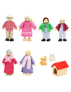 Juego de Muñecas de Madera ONEST 9 Piezas Familiar