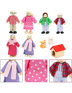 Juego de Muñecas de Madera ONEST 9 Piezas Familiar 2