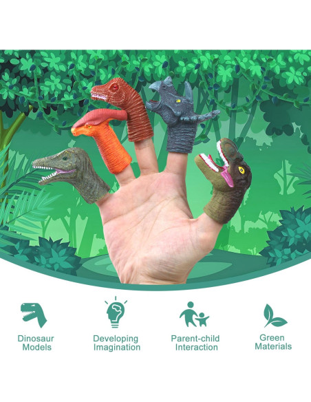Set de 5 Títeres de Dedo de Dinosaurio CALEST para Niños Set de 5 Títeres de Dedo de Dinosaurio CALEST para Niños