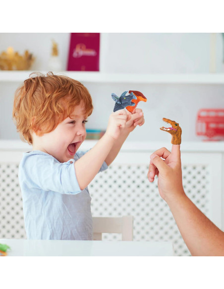 Set de 5 Títeres de Dedo de Dinosaurio CALEST para Niños Set de 5 Títeres de Dedo de Dinosaurio CALEST para Niños