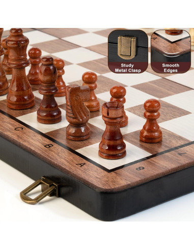 Juego de Ajedrez y Damas Magnético Bravmate 38.9 cm Plegable