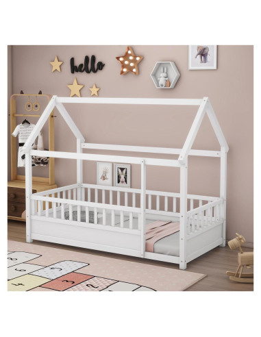 Cama de Piso Individual Ball & Cast con Techo de Casa Blanca