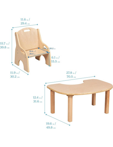 Conjunto de Mesa y Silla Little Learner ECR4Kids Madera Natural