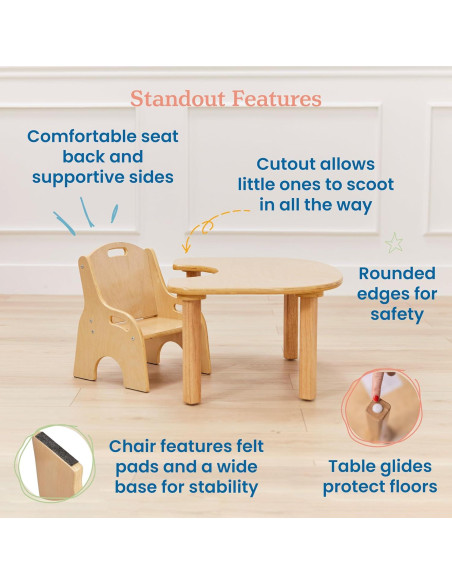 Conjunto de Mesa y Silla Little Learner ECR4Kids Madera Natural Conjunto de Mesa y Silla Little Learner ECR4Kids Madera Natural