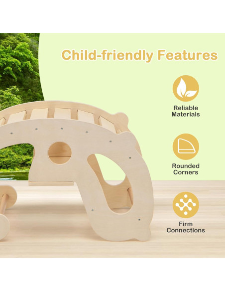 GLACER Arco de Escalada Balanceado 2-en-1 para Niños - Madera Natural GLACER Arco de Escalada Balanceado 2-en-1 para Niños - Madera Natural