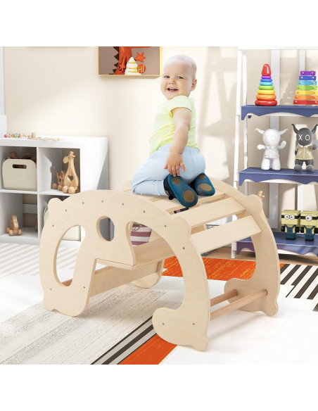 GLACER Arco de Escalada Balanceado 2-en-1 para Niños - Madera Natural GLACER Arco de Escalada Balanceado 2-en-1 para Niños - Madera Natural