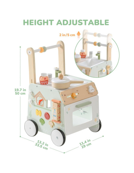 Caminador de Madera ROBUD para Bebés Ajustable 33.5x29x50cm Caminador de Madera ROBUD para Bebés Ajustable 33.5x29x50cm