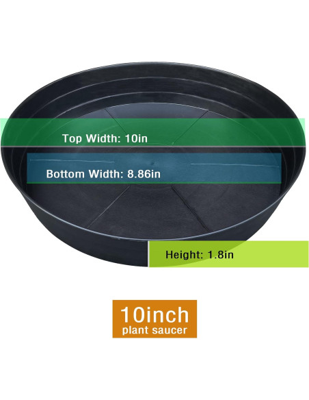 Plato para Plantas 10" Negro LWALRS - Paquete de 4, Profundo Plato para Plantas 10" Negro LWALRS - Paquete de 4, Profundo