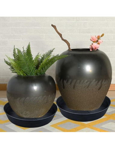 Plato para Plantas 10" Negro LWALRS - Paquete de 4, Profundo