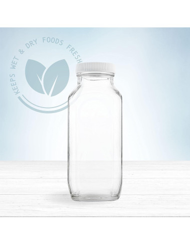 Botellas de Leche de Vidrio Cuadradas kitchentoolz - 4 Unidades 0.47L