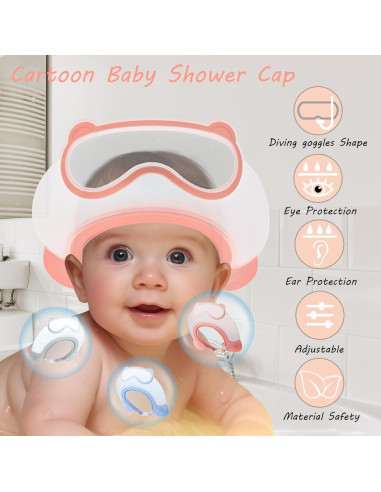 Gorro de Ducha Ajustable para Bebés TinyGuardian - Rosa