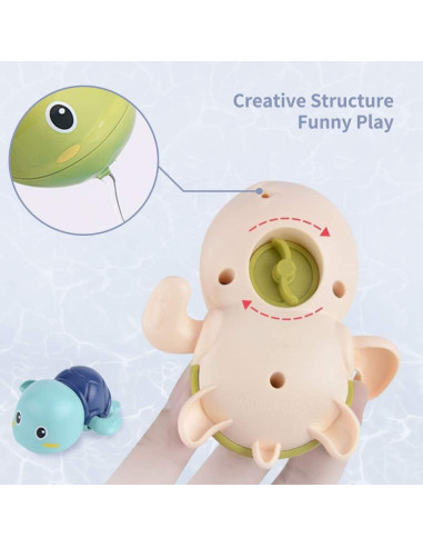 Juguetes de Baño para Bebés Gute - Tortugas Nadadoras a Cuerda (3 Pzs)