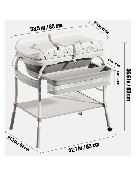 Bañera y Mesa de Cambio PandaEar 2-en-1 Plegable Ajustable Bañera y Mesa de Cambio PandaEar 2-en-1 Plegable Ajustable