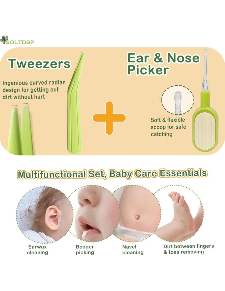 Kit de Uñas para Bebés 5 en 1 Soltdsp Verde con Estuche Kit de Uñas para Bebés 5 en 1 Soltdsp Verde con Estuche