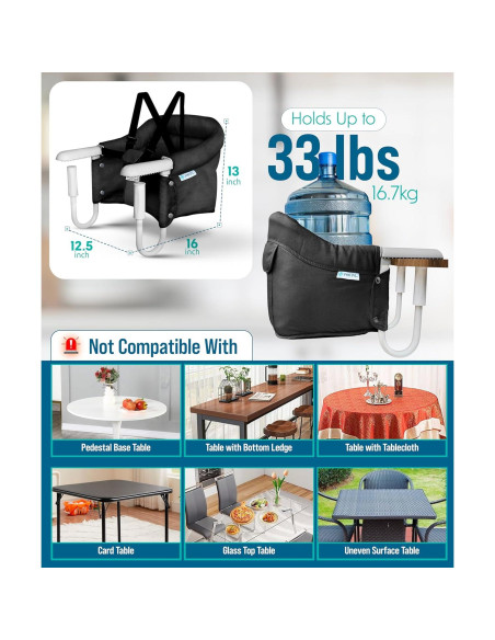 Silla Alta Portátil para Bebé Clip Mesa Negra - 6-36 Meses Silla Alta Portátil para Bebé Clip Mesa Negra - 6-36 Meses