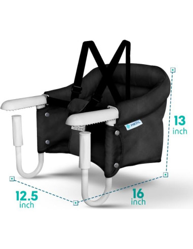 Silla Alta Portátil para Bebé Clip Mesa Negra - 6-36 Meses