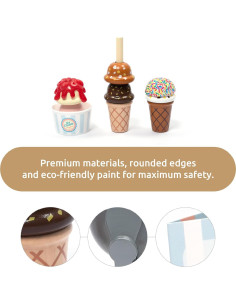 Juego de mostrador de helados de madera UMU - 21 piezas educativas 2
