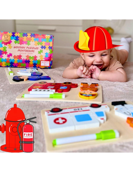 Rompecabezas de Madera Master Leon para Niños 3-5 Años - 3 Temas Rompecabezas de Madera Master Leon para Niños 3-5 Años - 3 Temas