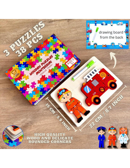 Rompecabezas de Madera Master Leon para Niños 3-5 Años - 3 Temas Rompecabezas de Madera Master Leon para Niños 3-5 Años - 3 Temas