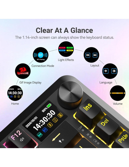 Teclado Mecánico Inalámbrico Redragon K708 Pro - RGB, 81 Teclas Teclado Mecánico Inalámbrico Redragon K708 Pro - RGB, 81 Teclas