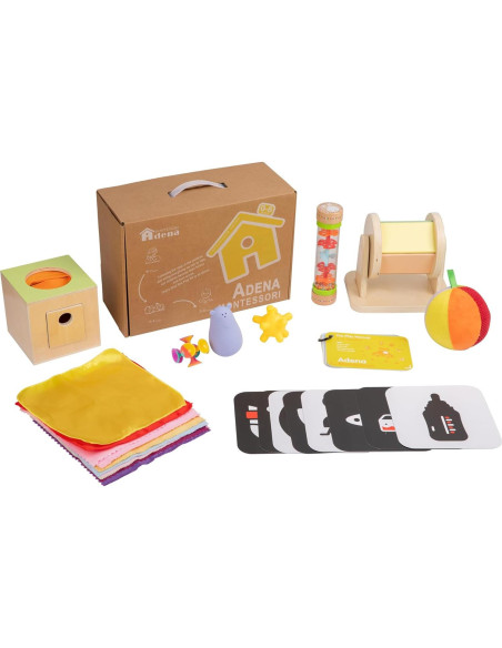 Kit de Juego Adena Montessori 9 en 1 para Bebé 0-6 Meses Kit de Juego Adena Montessori 9 en 1 para Bebé 0-6 Meses