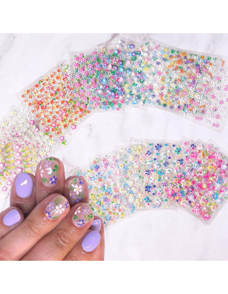 30 Hojas Calcomanías de Uñas 3D Autoadhesivas BSBTBZ Flores 30 Hojas Calcomanías de Uñas 3D Autoadhesivas BSBTBZ Flores