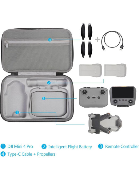 Funda de Transporte JSVER para DJI Mini 4 Pro - Cuero PU, Resistente al Agua Funda de Transporte JSVER para DJI Mini 4 Pro - Cuero PU, Resistente al Agua
