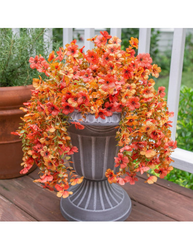 Flores Artificiales HyeFlora Otoño 2Pcs Naranja Amarillo 33cm