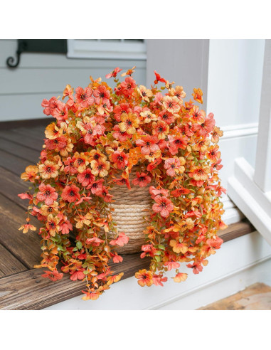 Flores Artificiales HyeFlora Otoño 2Pcs Naranja Amarillo 33cm