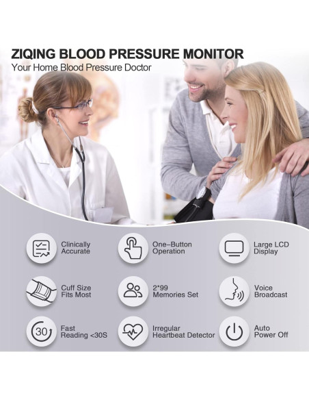 Monitor de Presión Arterial ZIQING con Manguito Grande 22-44 cm Monitor de Presión Arterial ZIQING con Manguito Grande 22-44 cm