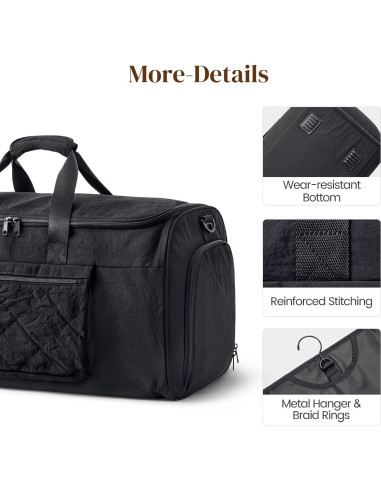 Bolsa Duffle S-ZONE 50L Resistente al Agua 2 en 1 Negro
