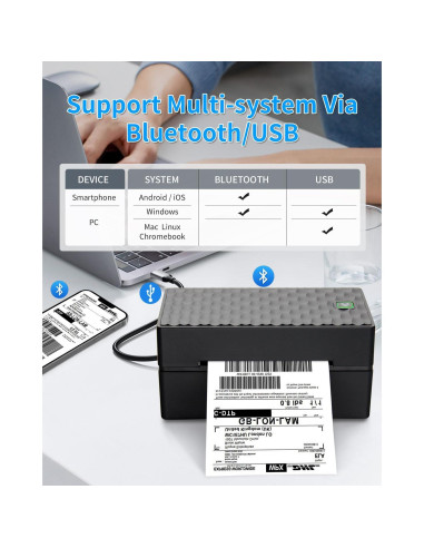 Impresora de Etiquetas Térmicas HZTZ GD-41 10.16x15.24cm Bluetooth