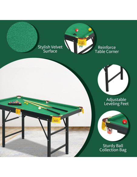Mesa de Billar Plegable AKUSTIK 119.4x66 cm Verde con Accesorios Mesa de Billar Plegable AKUSTIK 119.4x66 cm Verde con Accesorios