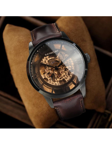 Reloj Automático Hombre FORSINING Esfera Esqueleto Cuero Marrón