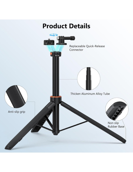 Trípode Selfie Pocket 3 VRIG Extensible 315-1610mm para GoPro Trípode Selfie Pocket 3 VRIG Extensible 315-1610mm para GoPro